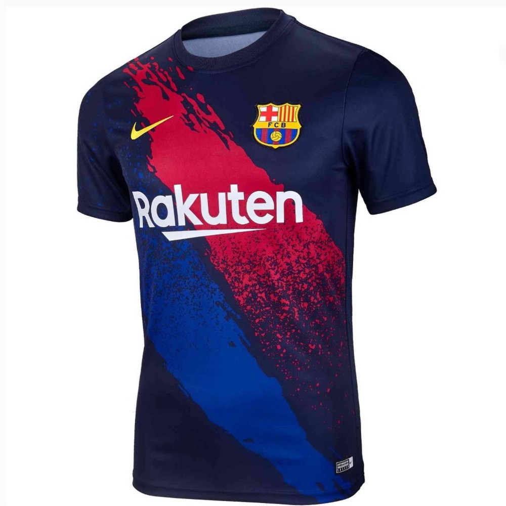 Nike Barcelona Rakuten Warm Up Soccer Jersey Mens Small Dri Fit Beko Blue Red